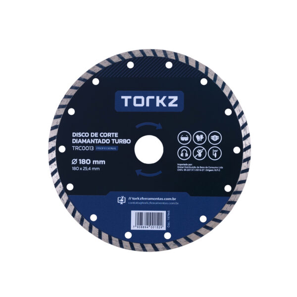 Disco Diamantado Segmentado Torkz, 180mm